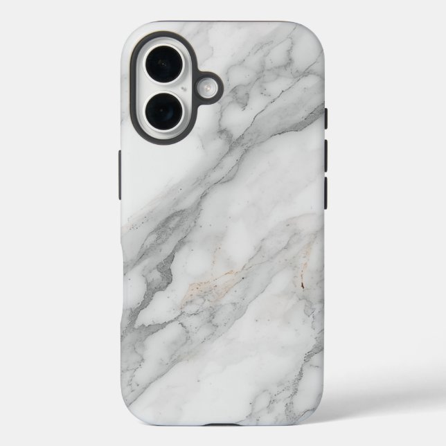 Weißer Marmor iPhone 16 Hülle (Rückseite)