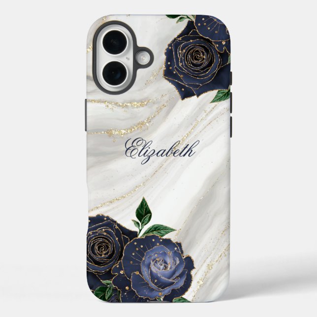 Weißer Marmor iPhone 16 Plus Hülle (Rückseite)