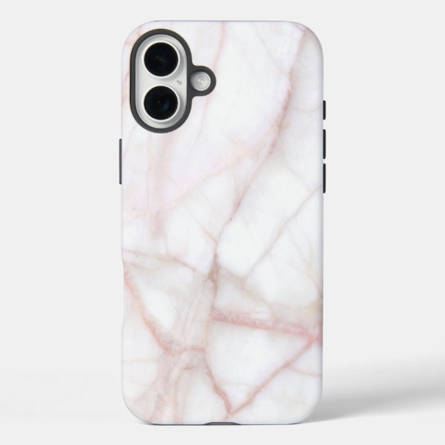 Weißer Marmor iPhone 16 Plus Hülle (Rückseite)