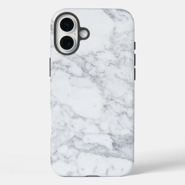 Weißer Marmor iPhone 16 Plus Hülle (Rückseite)
