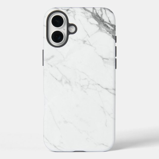Weißer Marmor iPhone 16 Plus Hülle (Rückseite)