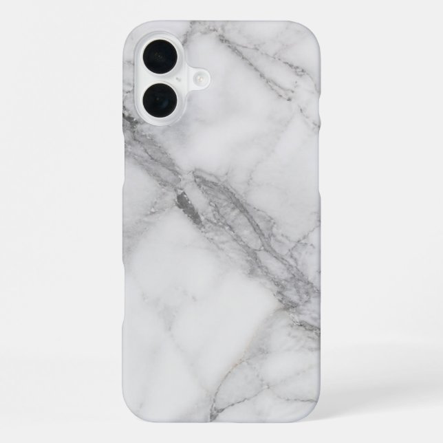Weißer Marmor iPhone 16 Plus Hülle (Rückseite)