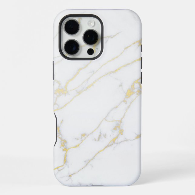 Weißer Marmor iPhone 16 Pro Max Hülle (Rückseite)