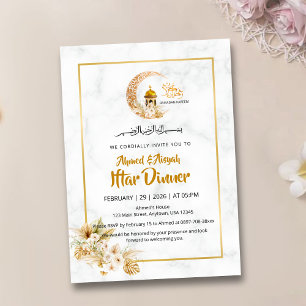Weißer Marmor Islamisches Design Iftar Einladung