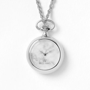 Weißer Marmor mit Personalisiertem Monogramm und N Armbanduhr