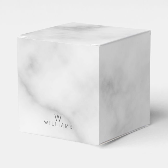 Weißer Marmor mit Personalisiertem Monogramm und N Geschenkschachtel (Vorderseite)
