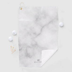 Weißer Marmor mit Personalisiertem Monogramm und N Golfhandtuch