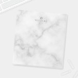 Weißer Marmor mit Personalisiertem Monogramm und N Notizblock<br><div class="desc">Fügen Sie Ihrem Schreibtisch eine Touch von einzigartigem Stil mit diesem eleganten,  weißen Marmor-Muster-Editor mit Monogramm und Namen in grauem,  modernem Sans Serif Schriftart-Stil auf weißem Marmor Hintergrund.</div>