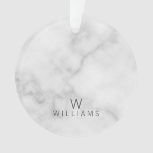 Weißer Marmor mit Personalisiertem Monogramm und  Ornament