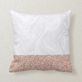 Weißer Marmor mit rosa Imitat Rose Gold Glitzer Kissen