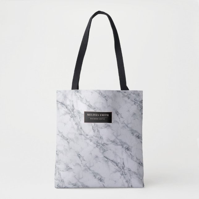 Weißer Marmor mit weiblichen rosegold Details Tasche (Vorderseite)