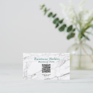 Weißer Marmor-QR-Code für stilvolle Organisation Visitenkarte