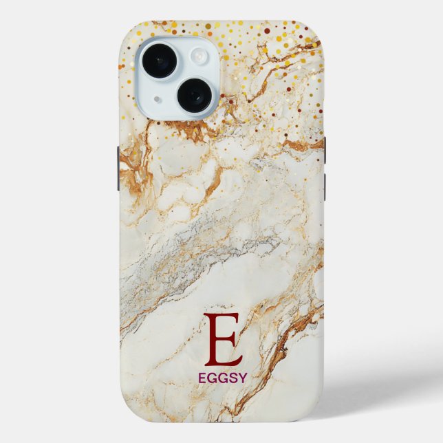 Weißer Marmor Schick Gold Glitter Monogramm Case-Mate iPhone Hülle (Rückseite)