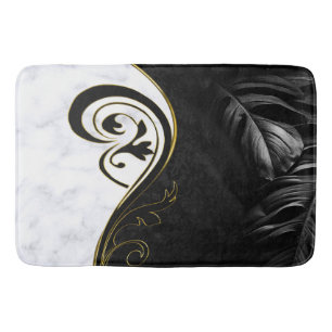 Weißer Marmor, schwarz, goldfarbener Filigree Graf Badematte
