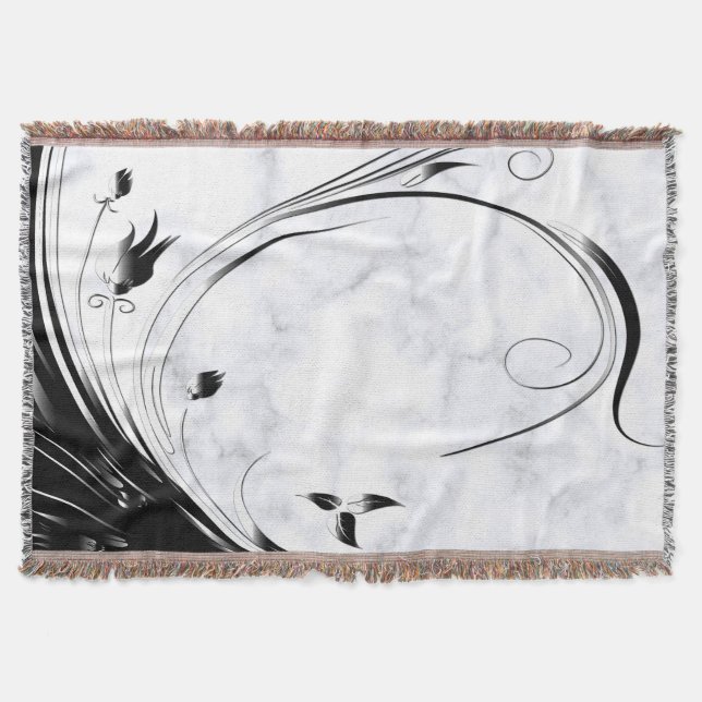 Weißer Marmor, schwarze Filigree Grafik Decke (Vorderseite)