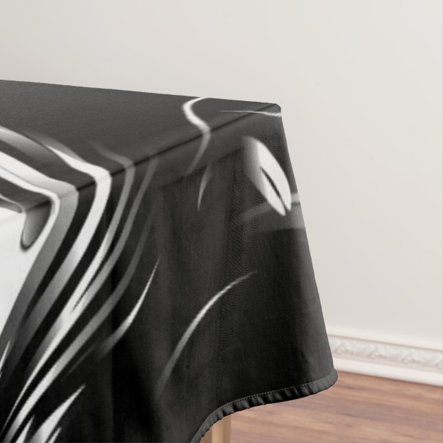 Weißer Marmor, schwarze Filigree Grafik Tischdecke (Beispiel)