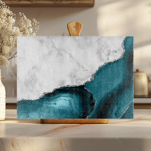 Weißer Marmor Silver Glitzer Aquamarin Blue Agate