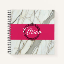 Weißer Marmor und rosa fuchsienfarbener individuel Notizbuch