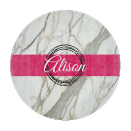 Weißer Marmor und rosa fuchsienfarbener individuel Schneidebrett