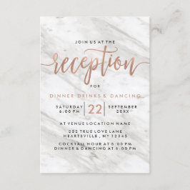 Weißer Marmor und Rose Gold Moderne Hochzeitsempfe Einladung