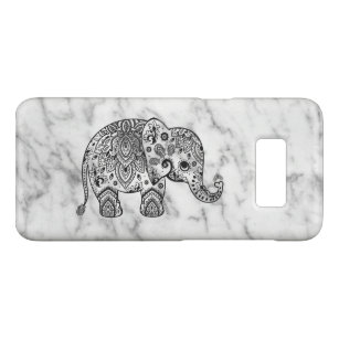 Weißer Marmor und Schwarzer Flora Paisley Elefant Case-Mate Samsung Galaxy S8 Hülle
