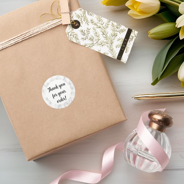 Weißer Marmor Vielen Dank Runder Aufkleber (Von Creator hochgeladen)