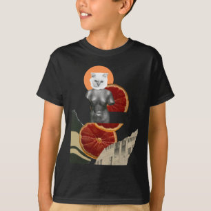 Weißer Marmorkatzen-Aufkleber T-Shirt