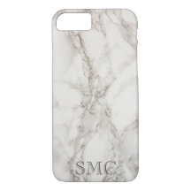 Weißer Marmormonogramm iphone Kasten