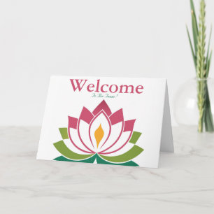 Weißer Minimal Lotus Willkommensgruß Karte