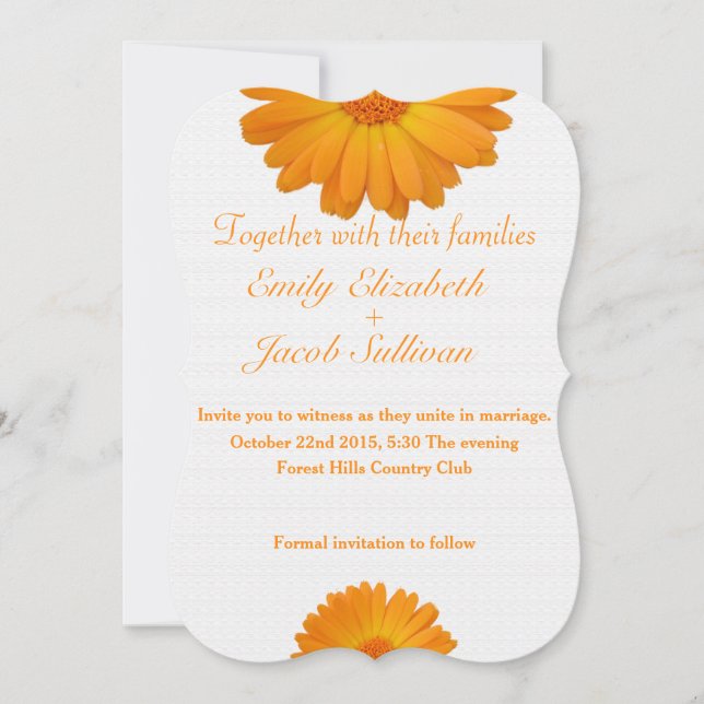 Weißer Minimalwert mit gelbem Daisy Inspiriert Hoc Save The Date (Vorderseite)