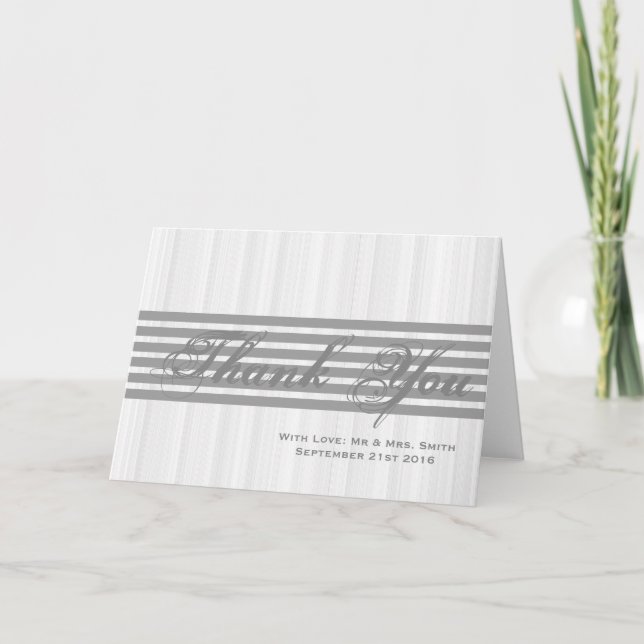Weißer Minimalwert mit grauen Streifen Danke Karte (Vorderseite)