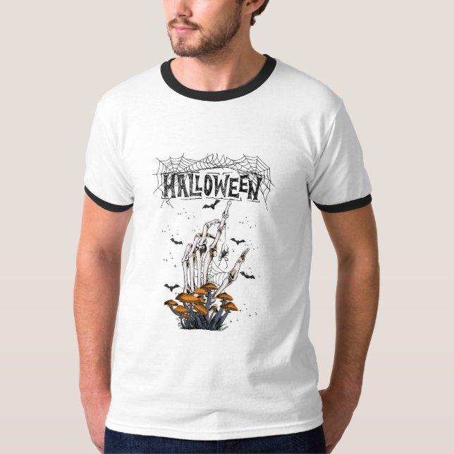 Weißer, moderner Halloween-T - Shirt mit eigener M (Vorderseite)