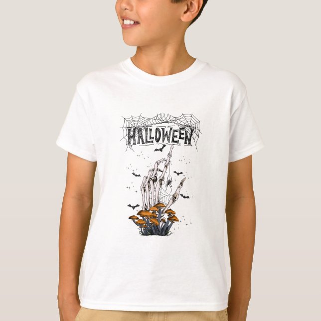 Weißer, moderner Halloween-T - Shirt mit eigener M (Vorderseite)
