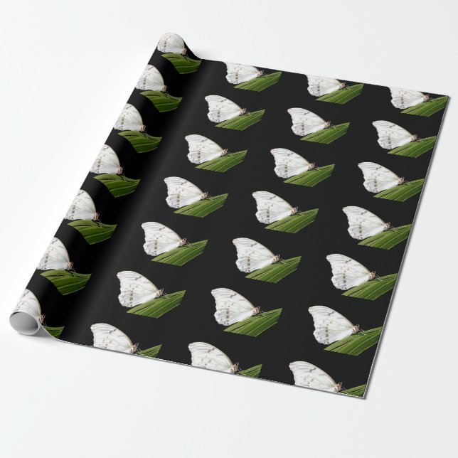 Weißer Morpho-Schmetterling Geschenkpapier (Ungerollt)