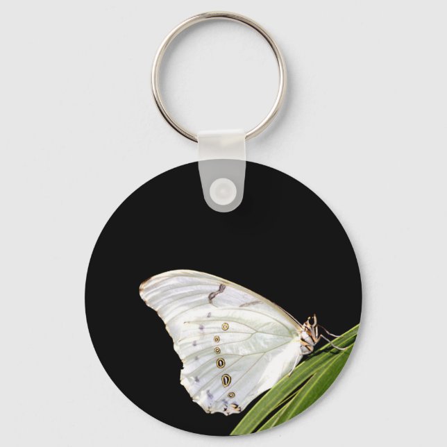 Weißer Morpho-Schmetterling Schlüsselanhänger (Vorderseite)