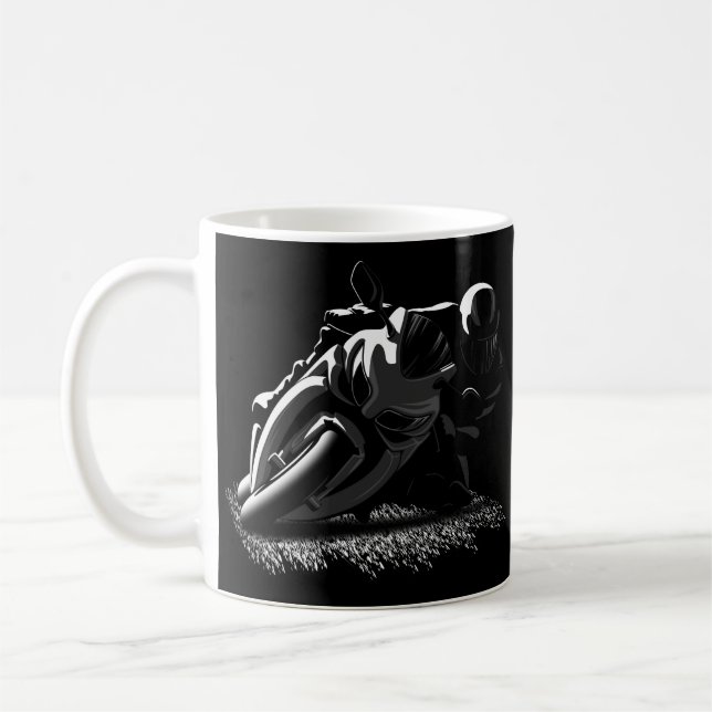 Weißer Motorradstraßen-Rennläufer Kaffeetasse (Links)