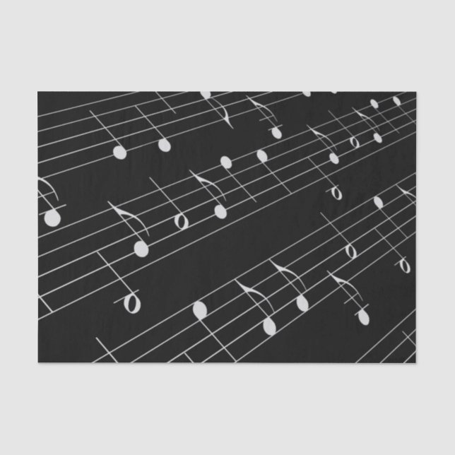 Weißer Musiknoten für Schwarztepapier Seidenpapier (Vorderseite)