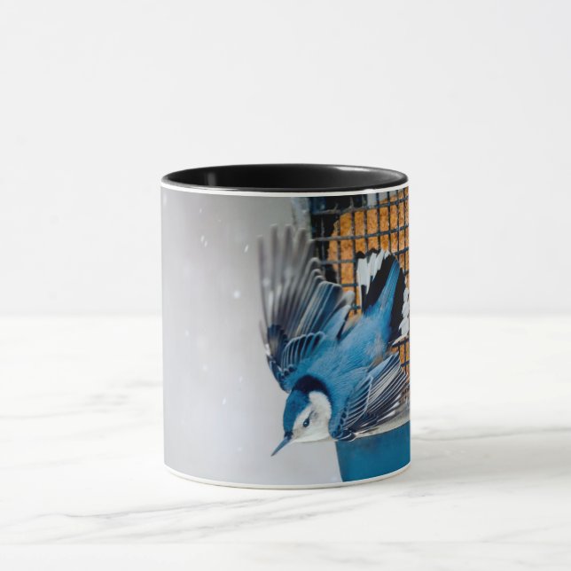 Weißer Nacktfisch im Schnee - Original Foto Tasse (Zentrum)