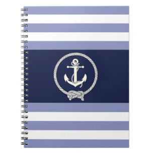 Weißer Nautikanker/Navy Knoten/blau/weiß Streifen Notizblock