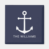 Weißer Nautikanker und Individuelle Name auf Navy
