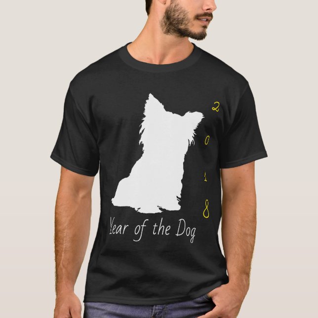 Weißer Niedlicher Hund Chinesisches Neujahrsfest 2 T-Shirt (Vorderseite)