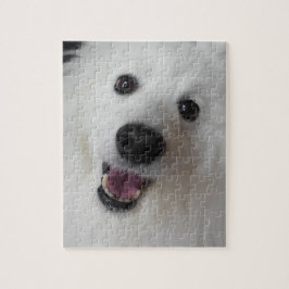 Weißer Niedlicher Hund Lächeln Gesichtspuzzle