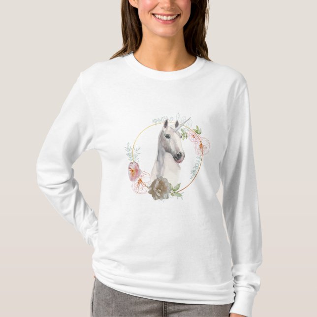 Weißer Noble Einhorn T - Shirt (Vorderseite)