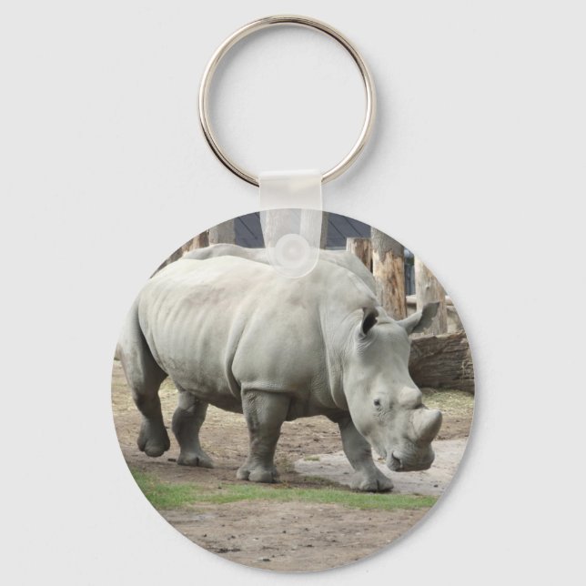 Weißer Nördlicher Rhinos gefährdet Schlüsselanhänger (Vorderseite)