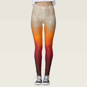 Weißer Orange Roter rustikaler Ober Leggings