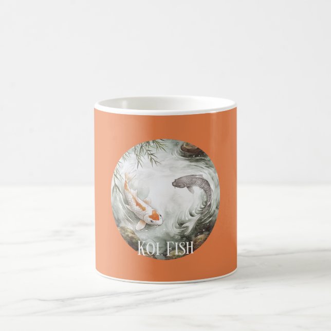 Weißer Oranger Koi-Fisch Kaffeetasse (Mittel)