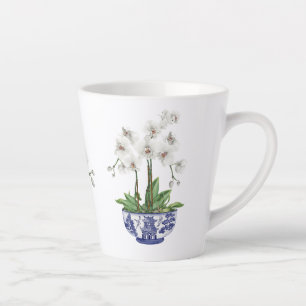 Weißer Orchid in Chinoiserie Bowl Keramik Milchtasse