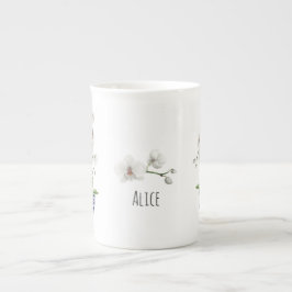 Weißer Orchid in Chinoiserie Bowl Keramik Prozellantasse