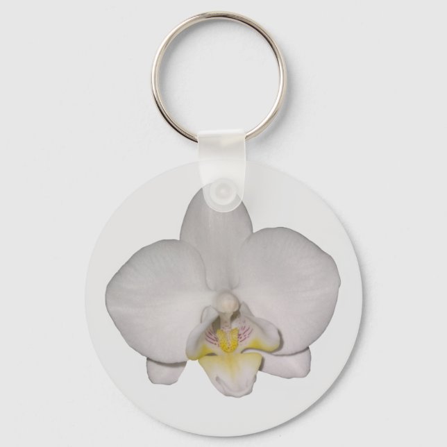 Weißer Orchid-Schlüsselanhänger Schlüsselanhänger (Vorderseite)