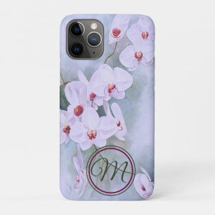 Weißer Orchideen Rosa Zentren Aquarellfarben Monog Case-Mate iPhone Hülle